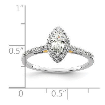 14K Two-Tone Gold Two-tone Halo (Holds 1/2 carat (8x4mm) Marquise Center) 1/4 carat Diamond Semi-mount Engagement Ring
