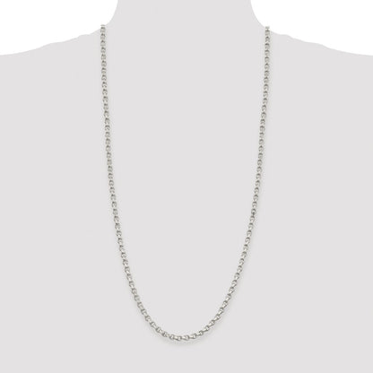 Sterling Silver Rhodium-plated 4mm Diamond-cut Rolo 30 Inch Chain