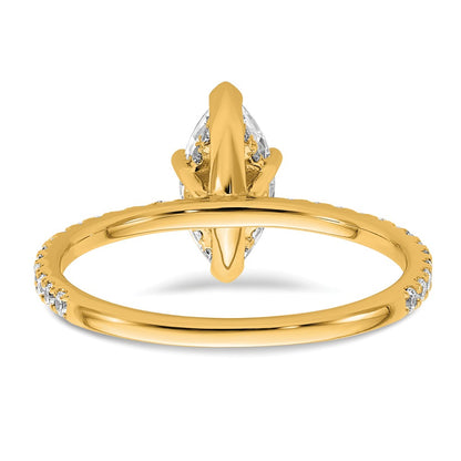 14K Yellow Gold 1 3/8 carat Certified Lab Grown Diamond VS/SI+ G+ Marquise Complete Solitaire with Flair Engagement Ring