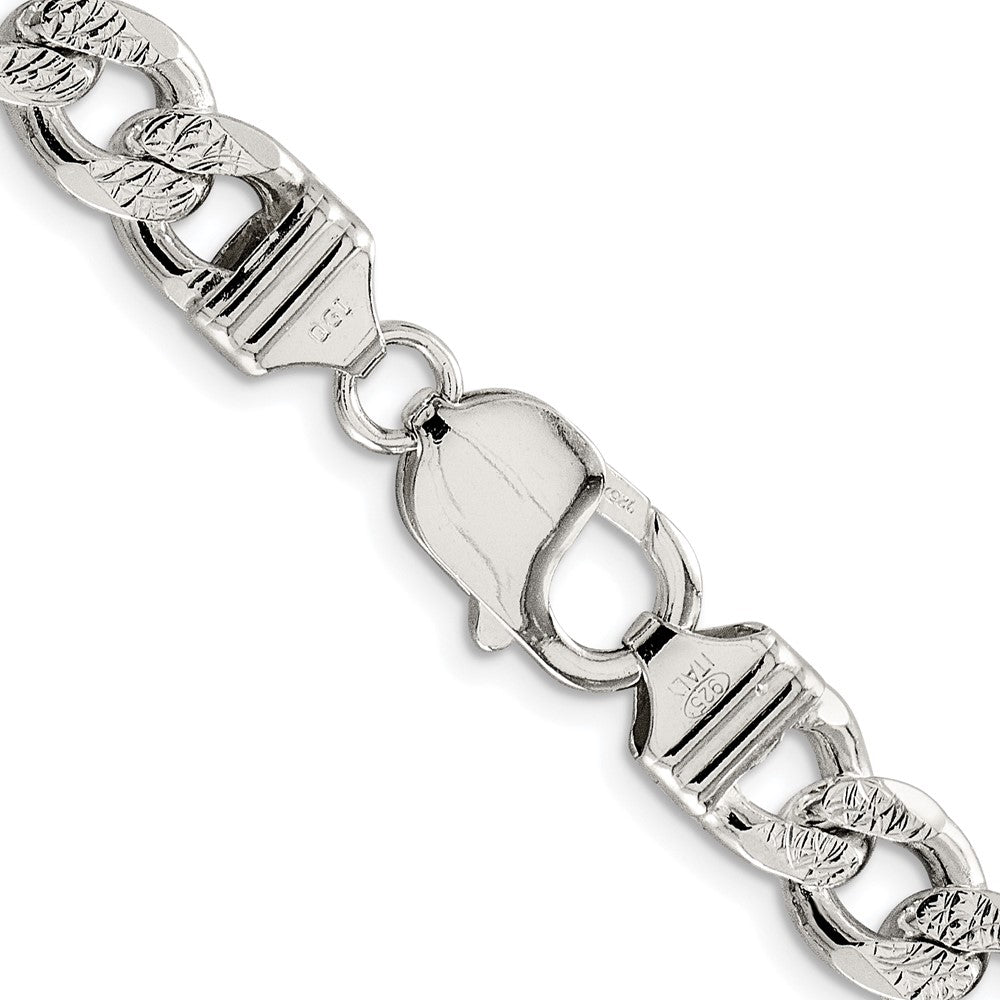 Sterling Silver Rhodium-plated 9.3mm Pav‚ Curb 20 Inch Chain