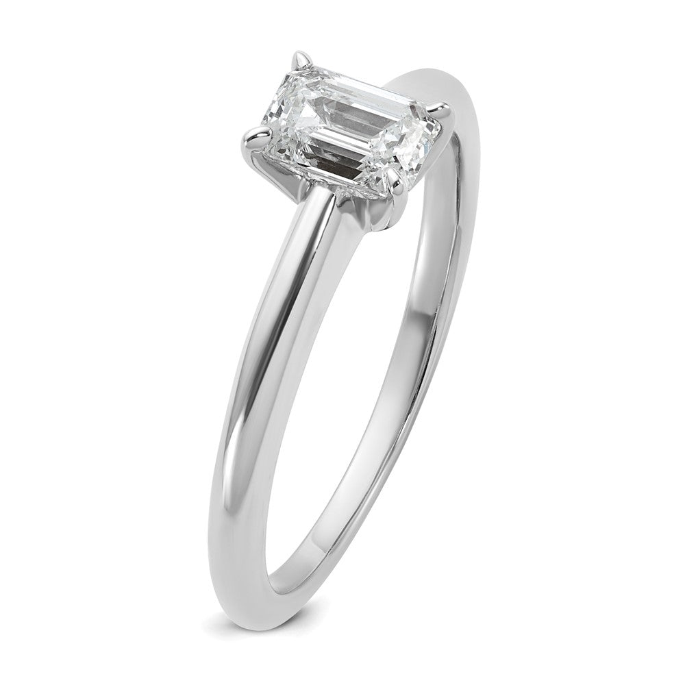 14K White Gold 3/4 carat Certified Lab Grown Diamond VS+ F+ Emerald Solitaire Complete Engagement Ring
