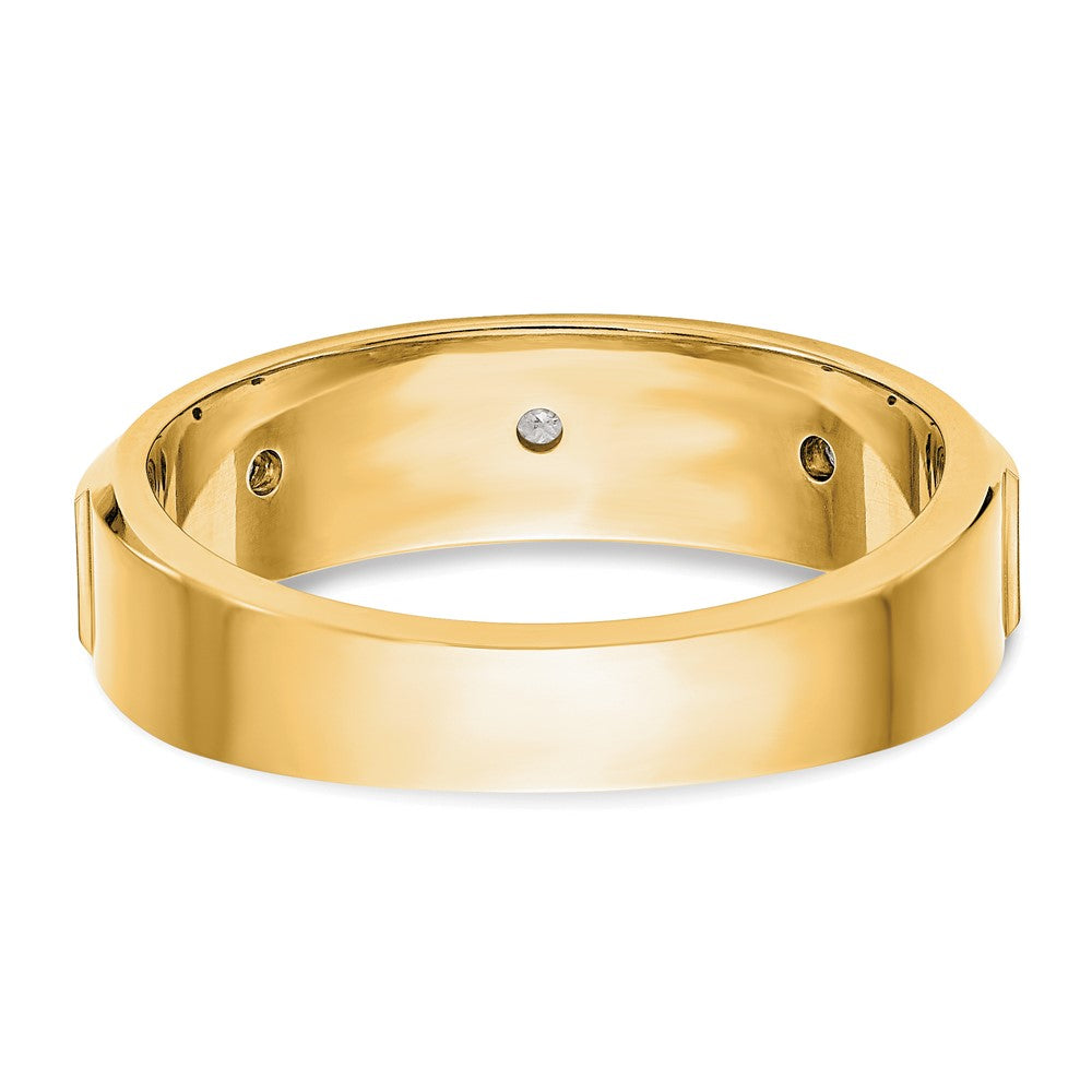 True Origin 14K Yellow Gold Men's 1/6 carat Lab Grown Diamond VS+ F+ Complete Wedding Band Ring