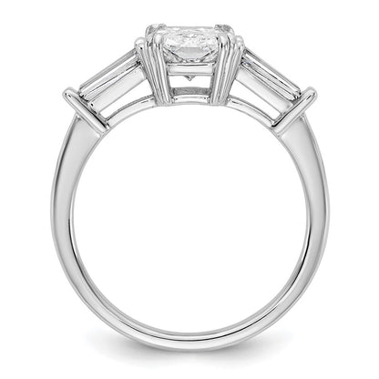 14K White Gold 5/8 carat Lab Grown Diamond VS+ F+ Tapered Baguette Sides 1 1/2 carat Radiant Center Semi Mount Engagement Ring