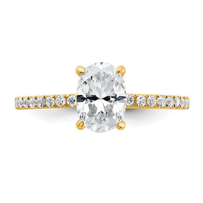 14K Yellow Gold 1 1/3 carat Certified Lab Grown Diamond VS+ F+ Oval Complete Solitaire with Flair Engagement Ring
