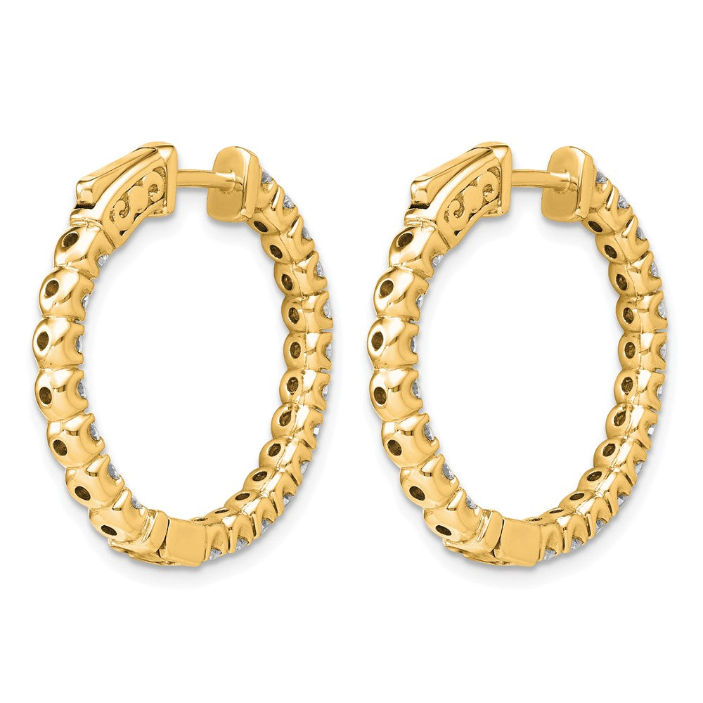 14K Yellow Gold 2 carat Lab Grown Diamond VS+ F+ Round Complete In and Out Safety Clasp Hoop Earrings