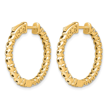 14K Yellow Gold 2 carat Lab Grown Diamond VS+ F+ Round Complete In and Out Safety Clasp Hoop Earrings