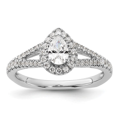 14K White Gold Pear Shaped Diamond Eng Ring