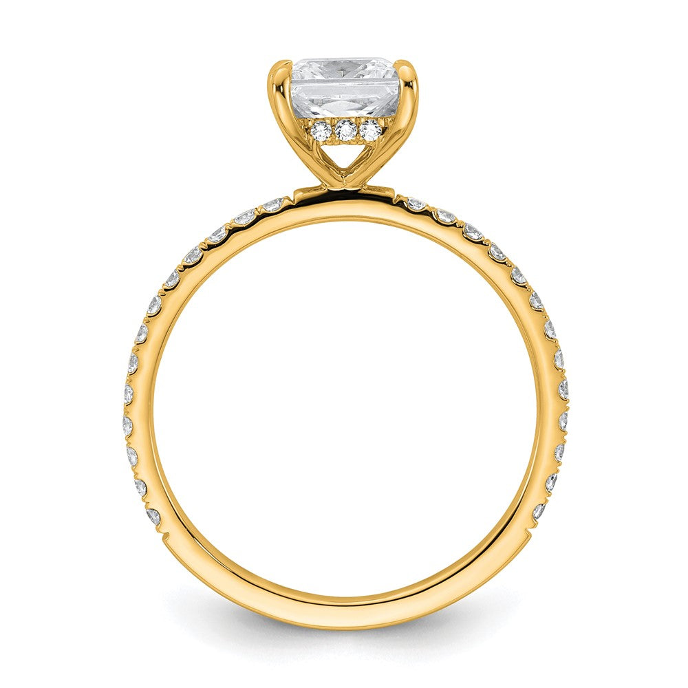 14K Yellow Gold 1 3/8 carat Certified Lab Grown Diamond VS/SI+ G+ Princess Complete Solitaire with Flair Engagement Ring