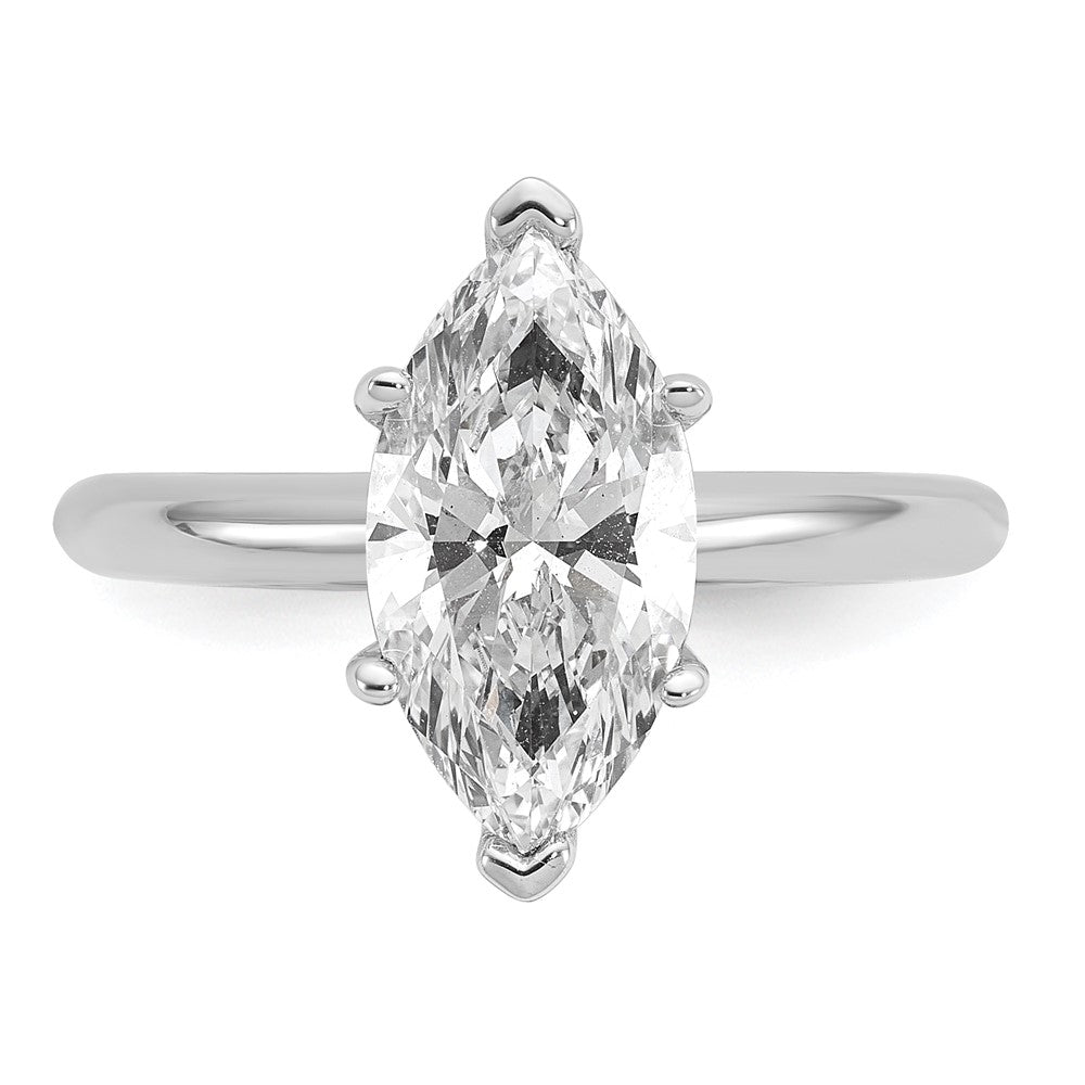 14K White Gold 2 1/2 carat Certified Lab Grown Diamond VS+ F+ Marquise Solitaire Complete Engagement Ring