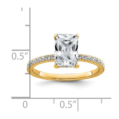 14K Yellow Gold 2 carat Certified Lab Grown Diamond VS/SI+ G+ Radiant Complete Solitaire with Flair Engagement Ring