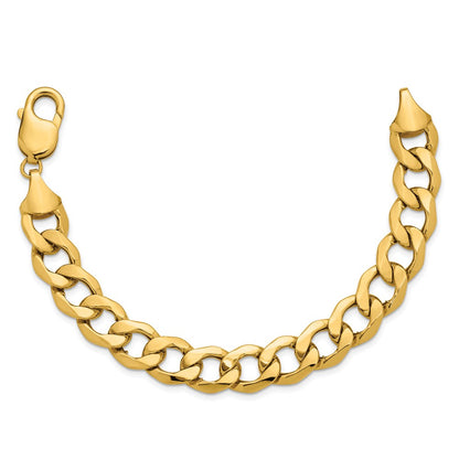 14K Yellow Gold 11.3mm Semi-Solid Curb 7 Inch Chain