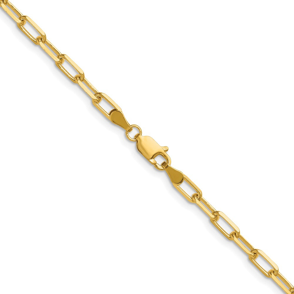 14K Yellow Gold 3.5mm Solid Beveled Paperclip Chain Necklace