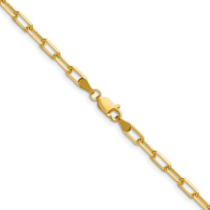 14K Yellow Gold 3.5mm Solid Beveled Paperclip Chain Necklace