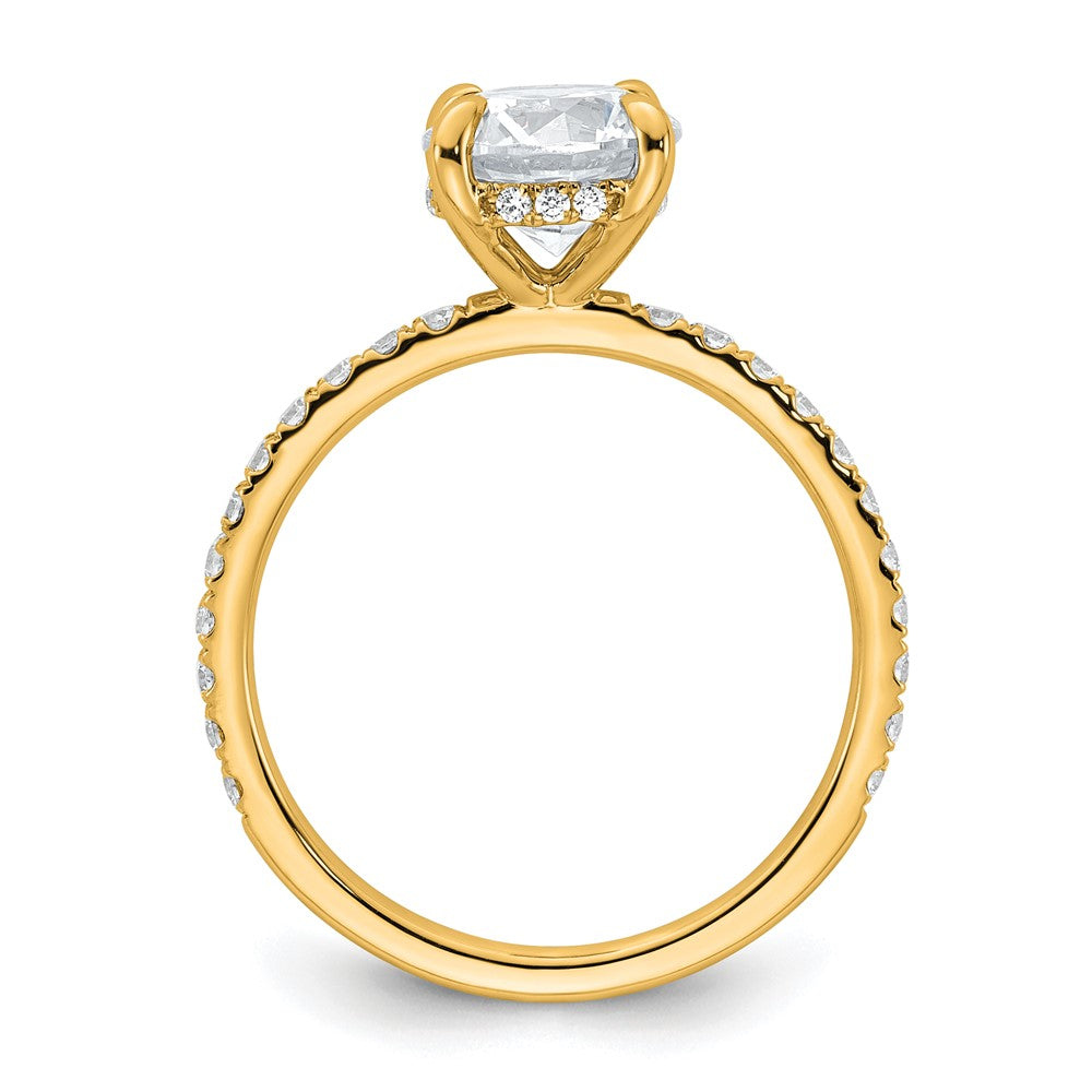 14K Yellow Gold 2 carat Certified Lab Grown Diamond VS+ F+ Round Complete Solitaire with Flair Engagement Ring