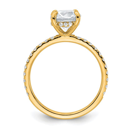 14K Yellow Gold 2 carat Certified Lab Grown Diamond VS+ F+ Round Complete Solitaire with Flair Engagement Ring