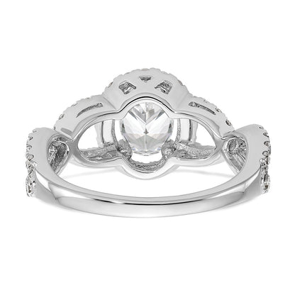 14K White Gold Halo Twist (Holds 1 carat (7.5x5.5mm) Oval Center) 3/4 carat Diamond Semi-Mount Engagement Ring