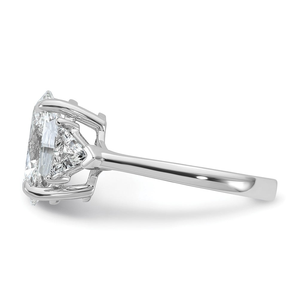 14K White Gold 4 1/8 carat Certified Lab Grown Diamond VS+ F+ Complete Oval and Trillion Three Stone Engagement Ring