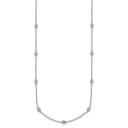 14K White Gold Complete 1/2 carat Bezel-set Diamond and Cable Chain 15-Station 18 Inch Necklace