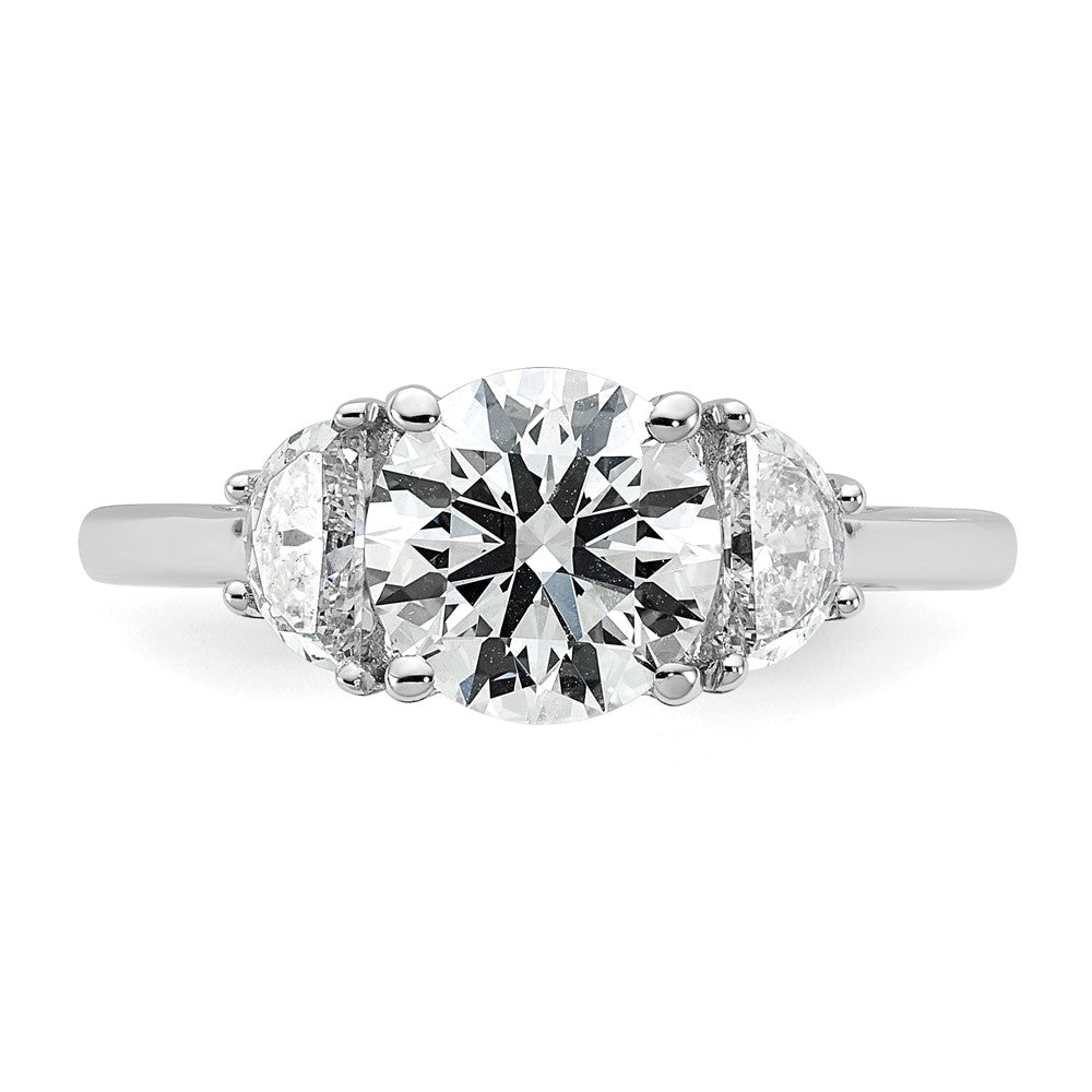 14K White Gold 2 carat Certified Lab Grown Diamond VS/SI+ G+ Round Complete Three Stone Engagement Ring