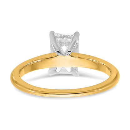 14K Two-Tone Gold Two-tone 1 1/2 carat Lab Grown Diamond VS+ F+ Emerald Solitaire Complete Engagement Ring
