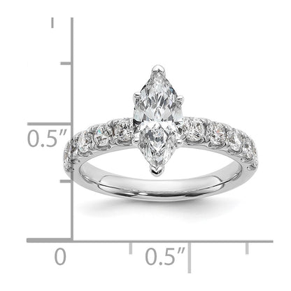 14K White Gold Certified 1 3/4 carat Lab Grown Diamond VS+ F+ Marquise Complete Engagement Ring
