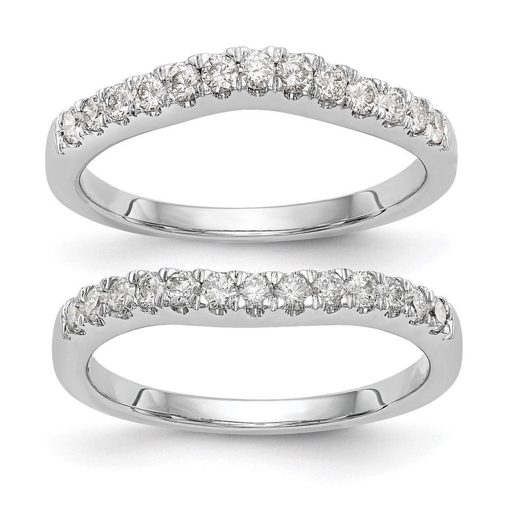True Origin 14K White Gold 5/8 carat Lab Grown Diamond VS+ F+ Set of Two Complete Wedding Band Rings