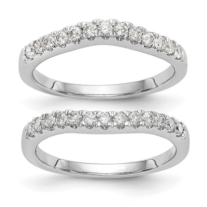 True Origin 14K White Gold 5/8 carat Lab Grown Diamond VS+ F+ Set of Two Complete Wedding Band Rings