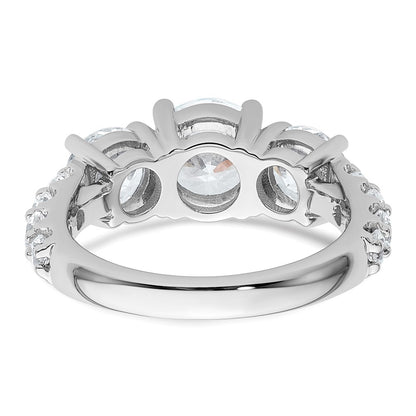 14K White Gold 4 carat Certified Lab Grown Diamond VS/SI+ G+ Round Complete Three Stone Engagement Ring