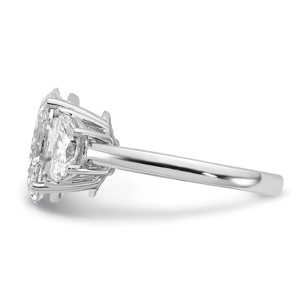 14K White Gold 4 carat Certified Lab Grown Diamond VS/SI+ G+ Complete Oval and Half Moon Three Stone Engagement Ring