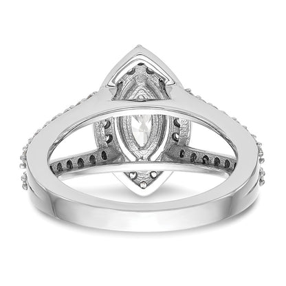 14K White Gold Halo Plus (Holds 1 carat (10x5mm) Marquise Center) 3/4 carat Diamond Semi-Mount Engagement Ring