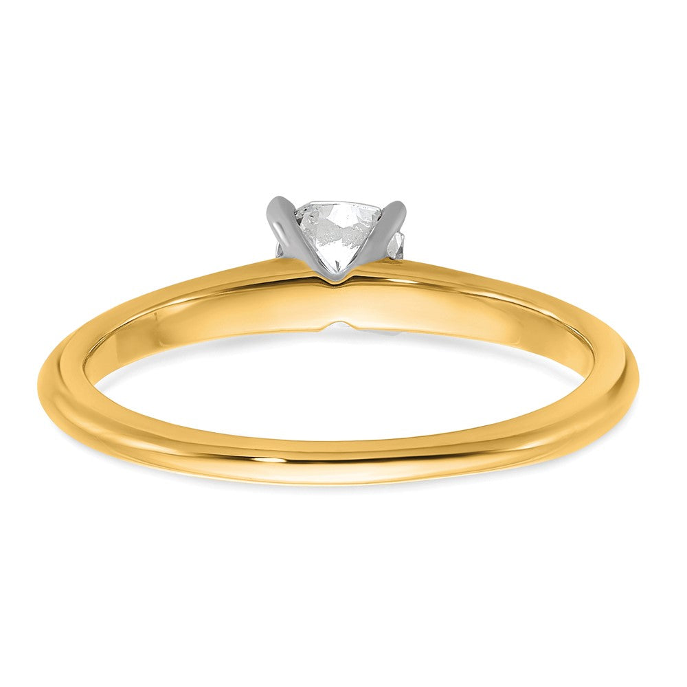 14K Two-Tone Gold Two-tone 1/2 carat Certified Lab Grown Diamond VS+ F+ Cushion Complete Solitiare Engagement Ring