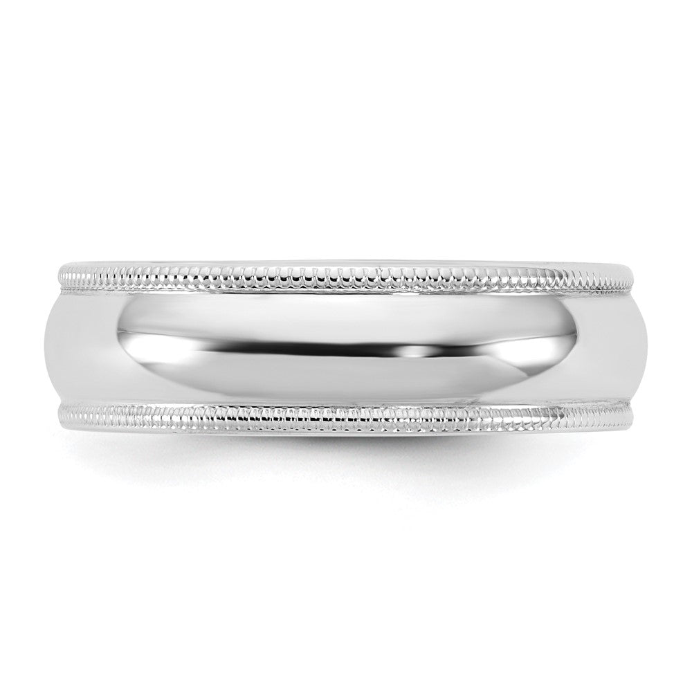 14k White Gold 5.5mm LTW Milgrain Half Round Wedding Band Ring