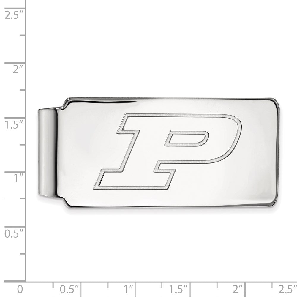 10K White Gold LogoArt Purdue University Letter P Money Clip