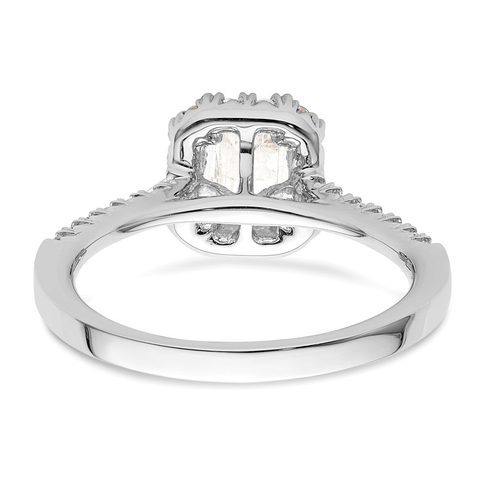14K White Gold Halo (Holds 3/4 carat (5.7x4.5mm) Emerald-cut Center) 1/3 carat Diamond Semi-mount Engagement Ring