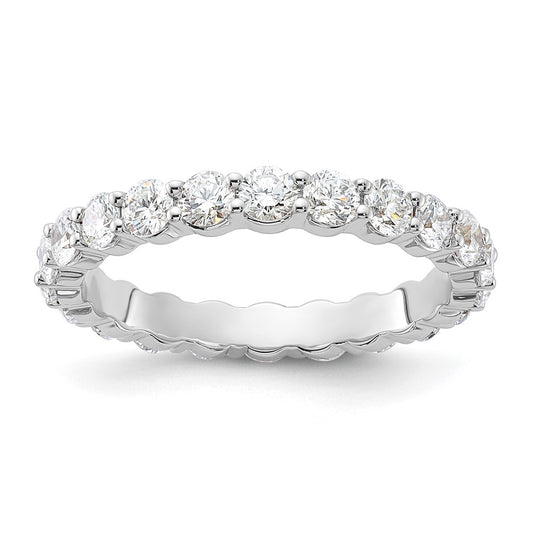 14K White Gold 1 1/2 carat Lab Grown Diamond VS+ F+ Round Complete Channel Set Size 6 Eternity Wedding Band Ring