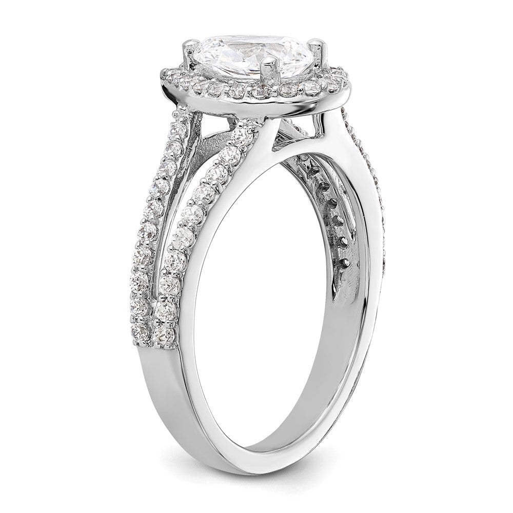 14K White Gold Halo Plus (Holds 1 carat (8x5mm) Pear Center) 5/8 carat Diamond Semi-Mount Engagement Ring