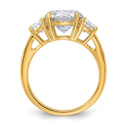 14K Yellow Gold 4 carat Certified Lab Grown Diamond VS+F+ Round Complete Three Stone Engagement Ring