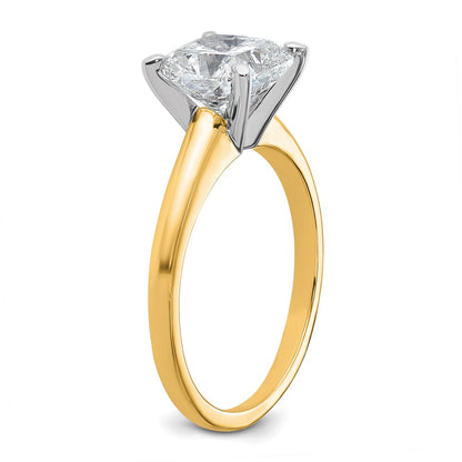 14K Two-Tone Gold Two-tone 2 1/2 carat Certified Lab Grown Diamond VS+ F+ Cushion Complete Solitaire Engagement Ring