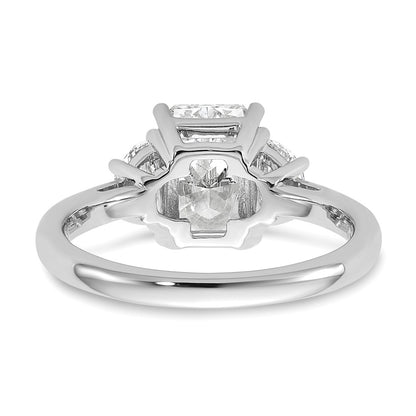 14K White Gold 1/2 carat Lab Grown Diamond VS/SI+ G+ Half Moon 2 carat Radiant Center Semi Mount Engagement Ring