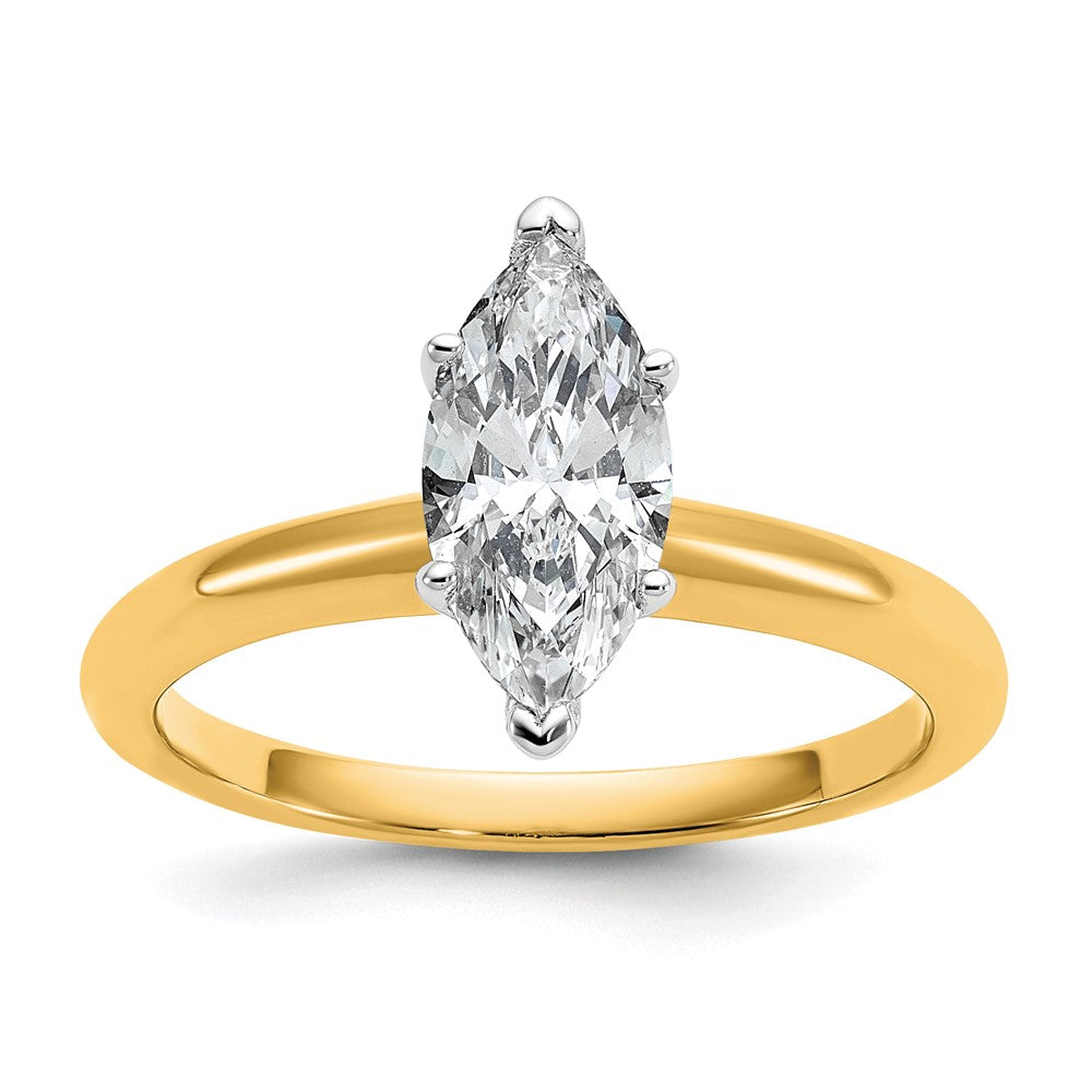14K Two-Tone Gold Two-tone 1 carat Certified Lab Grown Diamond VS+ F+ Marquise Solitaire Complete Engagement Ring