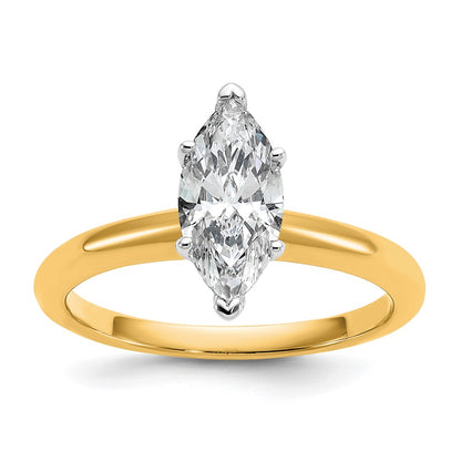 14K Two-Tone Gold Two-tone 1 carat Certified Lab Grown Diamond VS+ F+ Marquise Solitaire Complete Engagement Ring