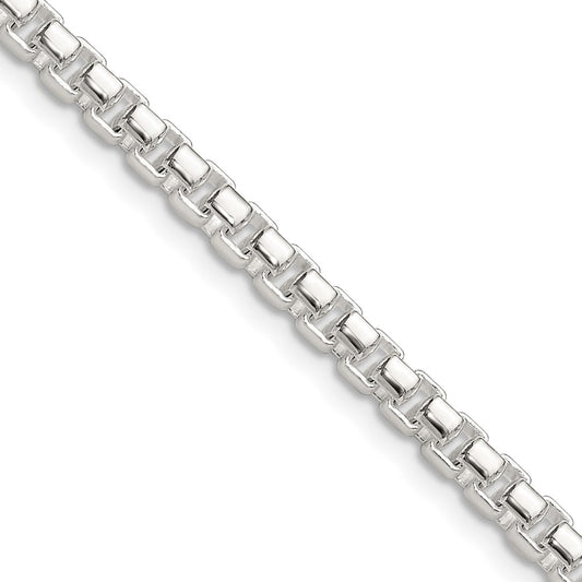Sterling Silver Polished 4mm Round Box 26 Inch Chain