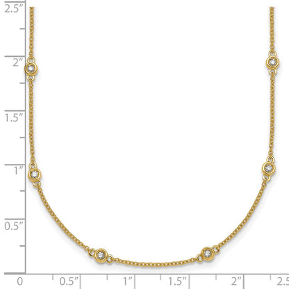 14K Yellow Gold Complete 1/4 carat Bezel-set Diamond and Cable Chain 16-Station 16 Inch Necklace