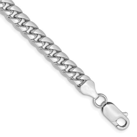 14K White Gold 6mm Semi-Solid Miami Cuban 9 Inch Chain
