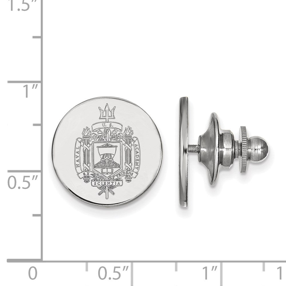 14K White Gold LogoArt US Naval Academy Crest Lapel Pin