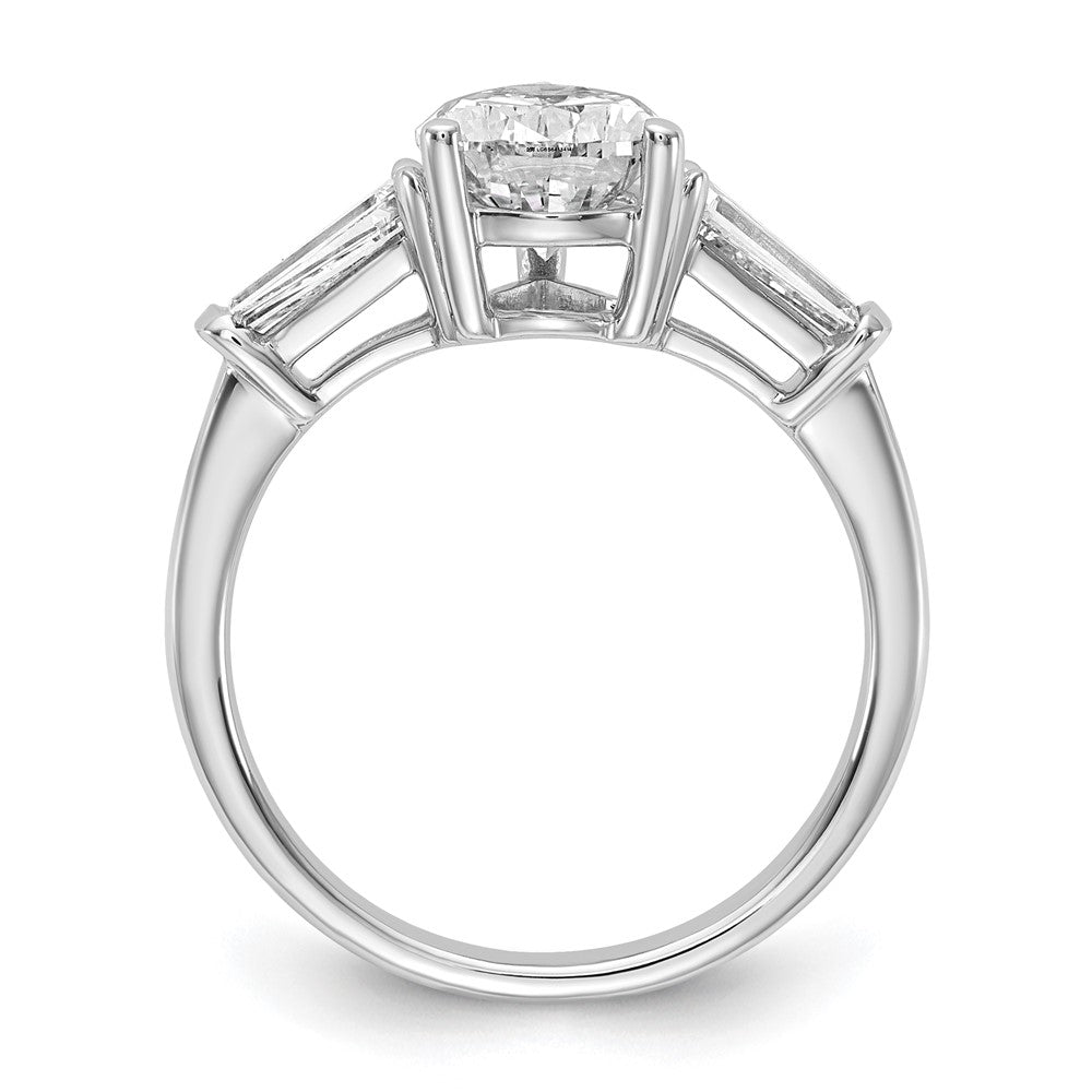 14K White Gold 2 5/8 carat Certified Lab Grown Diamond VS+ F+ Pear and Tapered Baguette Complete Engagement Ring
