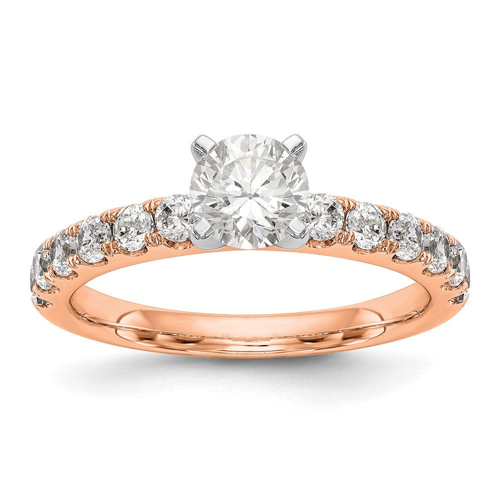True Origin 14K Rose Gold 5/8 carat Lab Grown Diamond VS+ F+ Semi-Mount Peg Set Engagement Ring