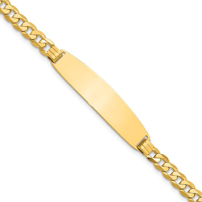 14K Yellow Gold Polished Solid Chain/Solid Plate Curb Link Rounded 35x8.5mm Plate 7 Inch ID Bracelet