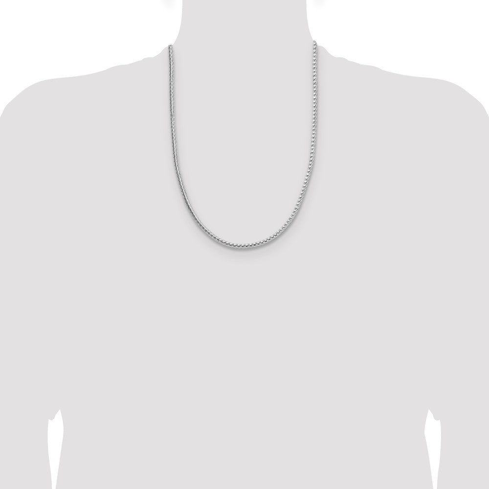 Sterling Silver Rhodium-plated 3.8mm Diamond-cut Round Franco 24 Inch Chain