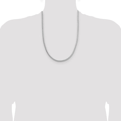 Sterling Silver Rhodium-plated 3.8mm Diamond-cut Round Franco 24 Inch Chain